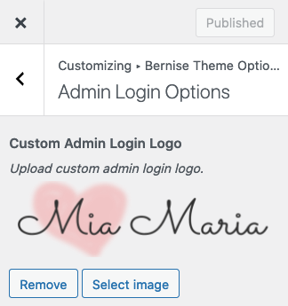 Bernise Feminine WordPress Theme Customizer Admin Login