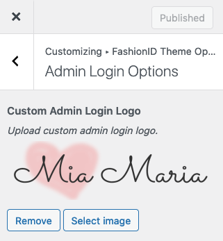 FashionID Feminine WordPress Theme Admin Login Options