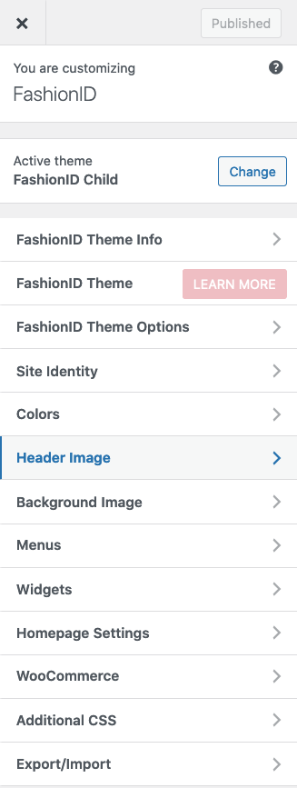 FashionID Feminine WordPress Theme Header Image