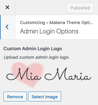 Makena Feminine WordPress Theme Admin Login Options